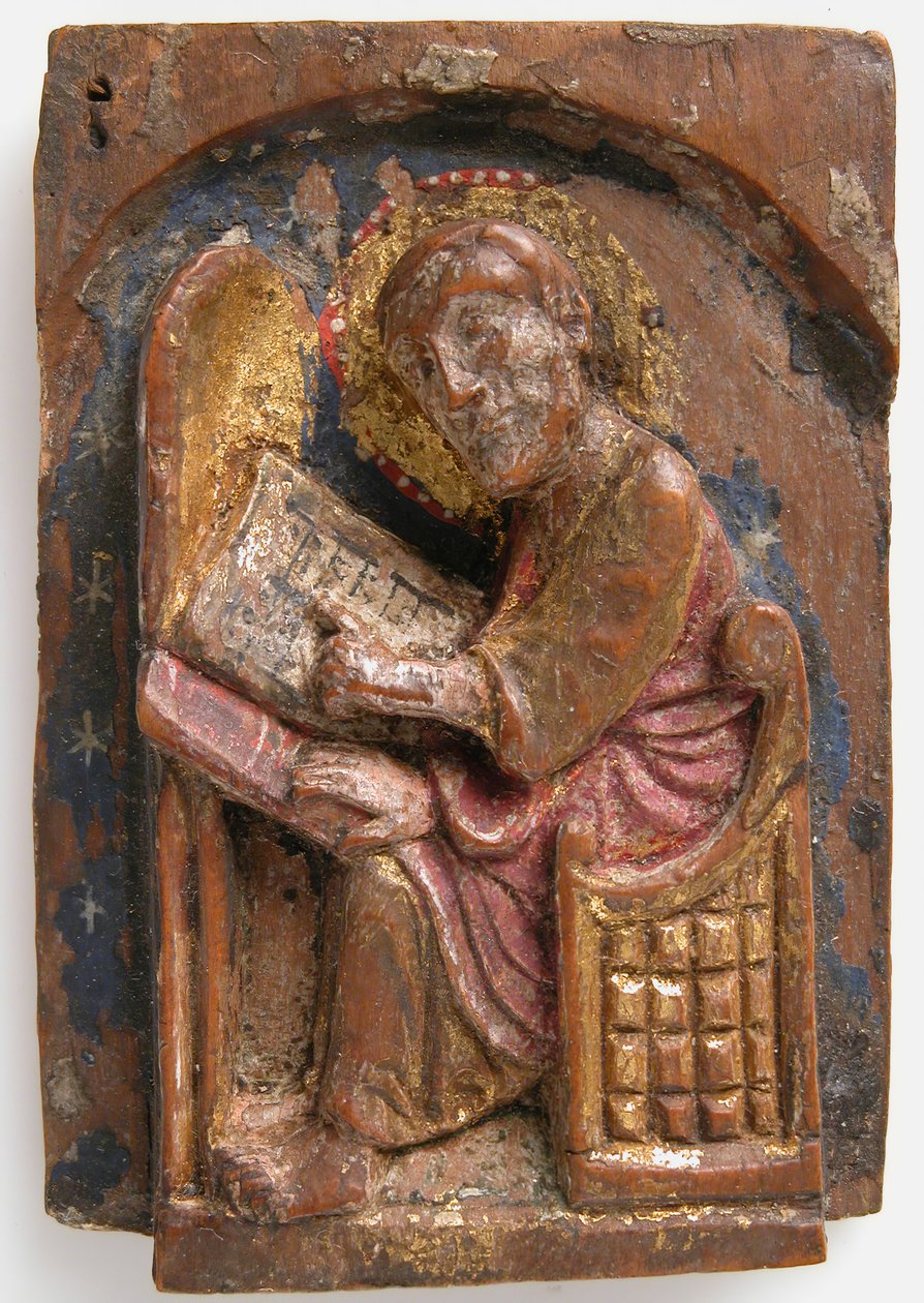 Miniaturerelief af en Sankt Lukas ved hans skrivebord, 1200-1225. af Unbekannt