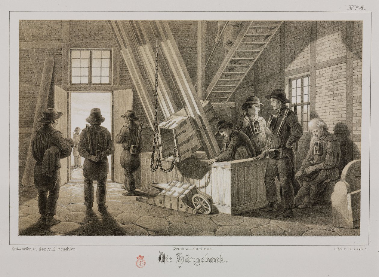 Minedrift, metalmalm Pithead af en mine, Tyskland, ca 1851 af Unbekannt