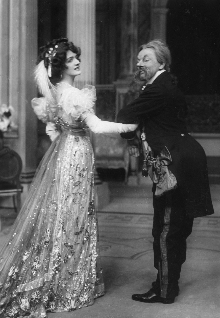 Miss Lily Elsie og Mr George Graves i The Merry Widow, 20. århundrede af Unbekannt