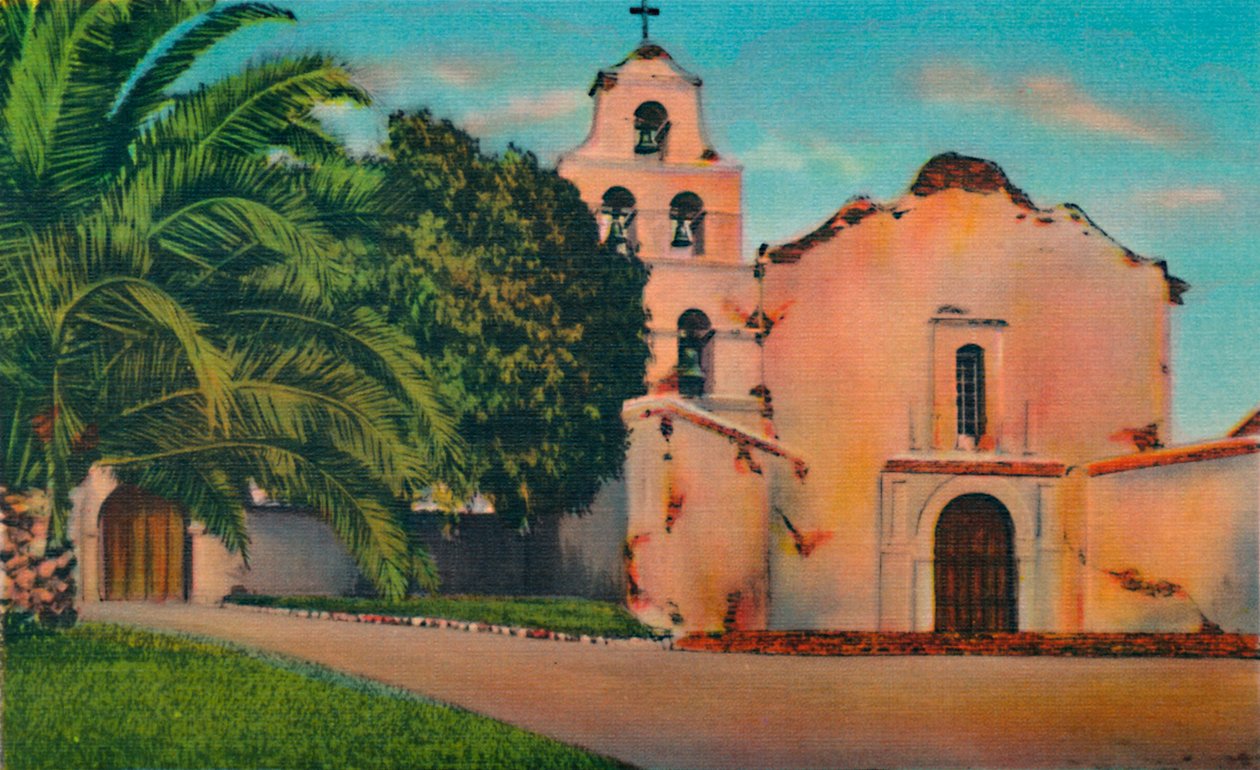 Mission San Diego De Alcala. Grundlagt 1769, Californien, c1941 af Unbekannt