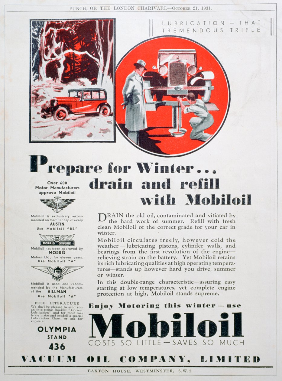 Mobiloil motorolie annonce, 1931 af Unbekannt