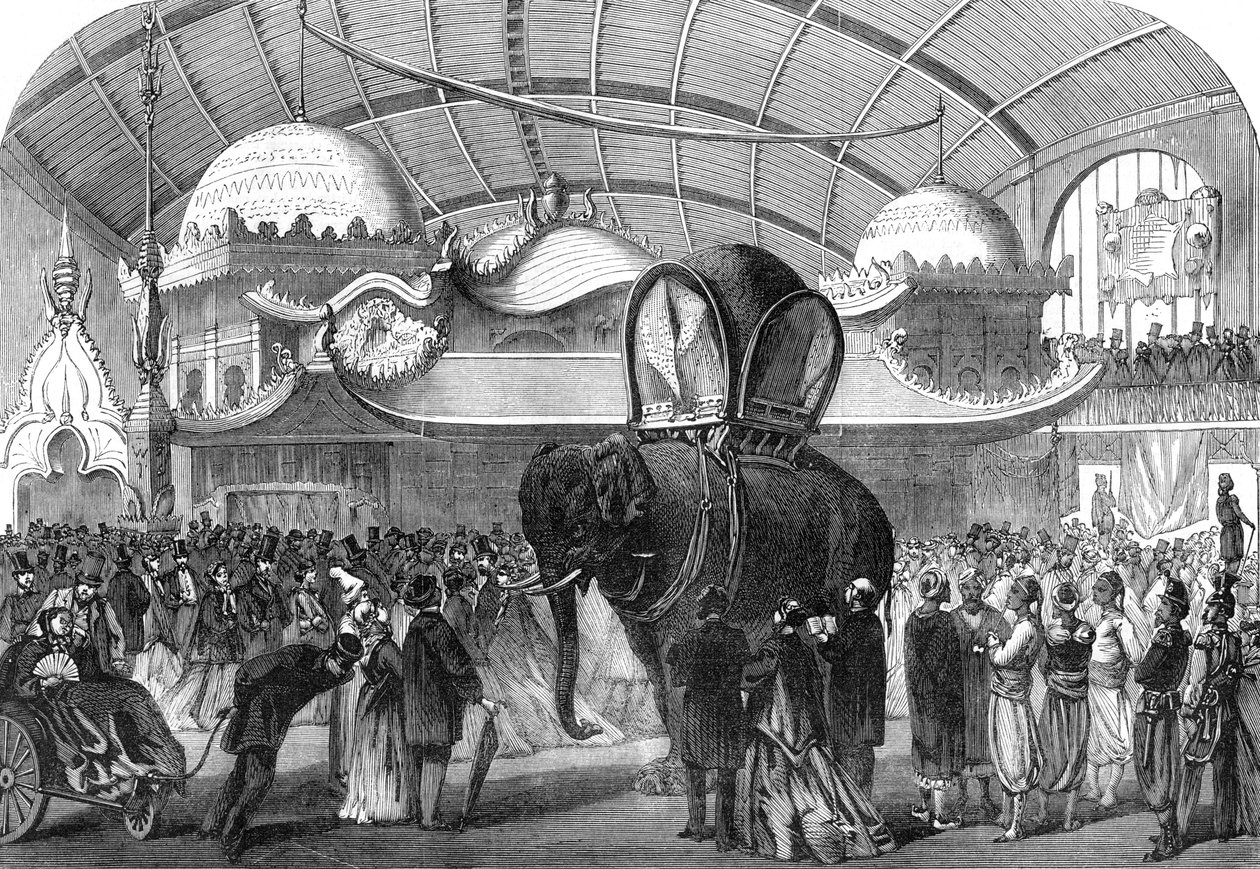 Model af en elefant i den siamesiske sektion af Machine Gallery, 1867 af Unbekannt