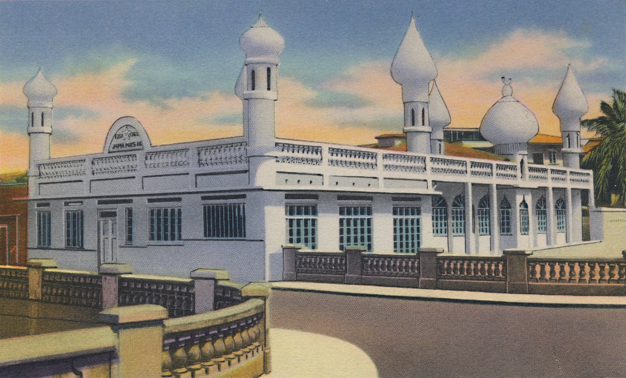 Muhammedanske moske, Port of Spain, Trinidad, B.W.I., c1940