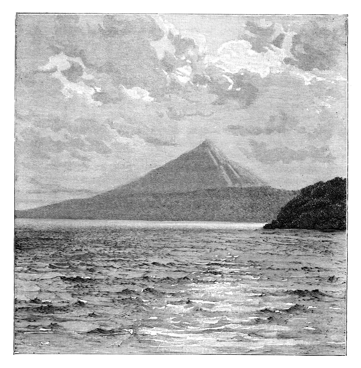 Mombacho-vulkanen og bredden af Nicaragua-søen, c1890 af Unbekannt