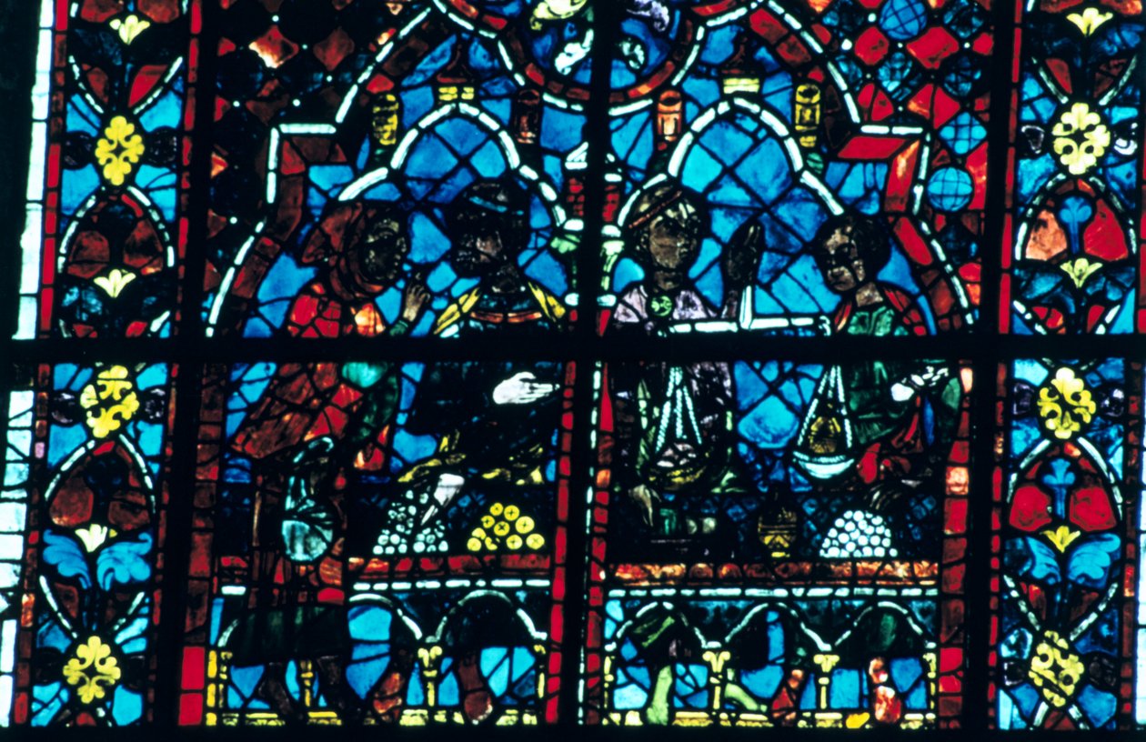 Pengevekslere, farvet glas, Chartres Cathedral, Chartres, Frankrig af Unbekannt