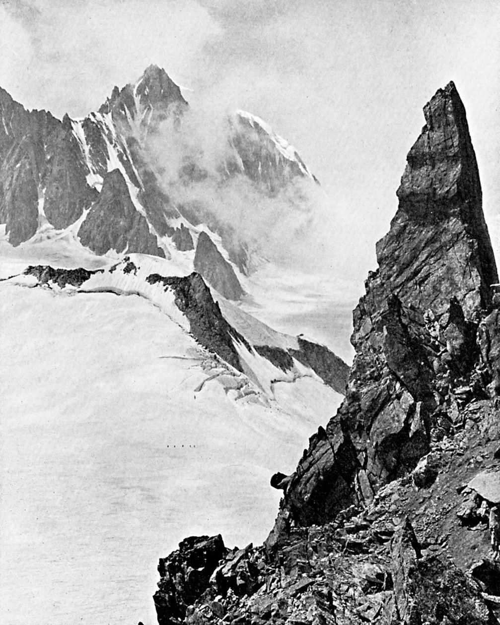 Mont Maudit set fra Aiguille Marbrees, Alperne, tidligt i det 20. århundrede af Unbekannt
