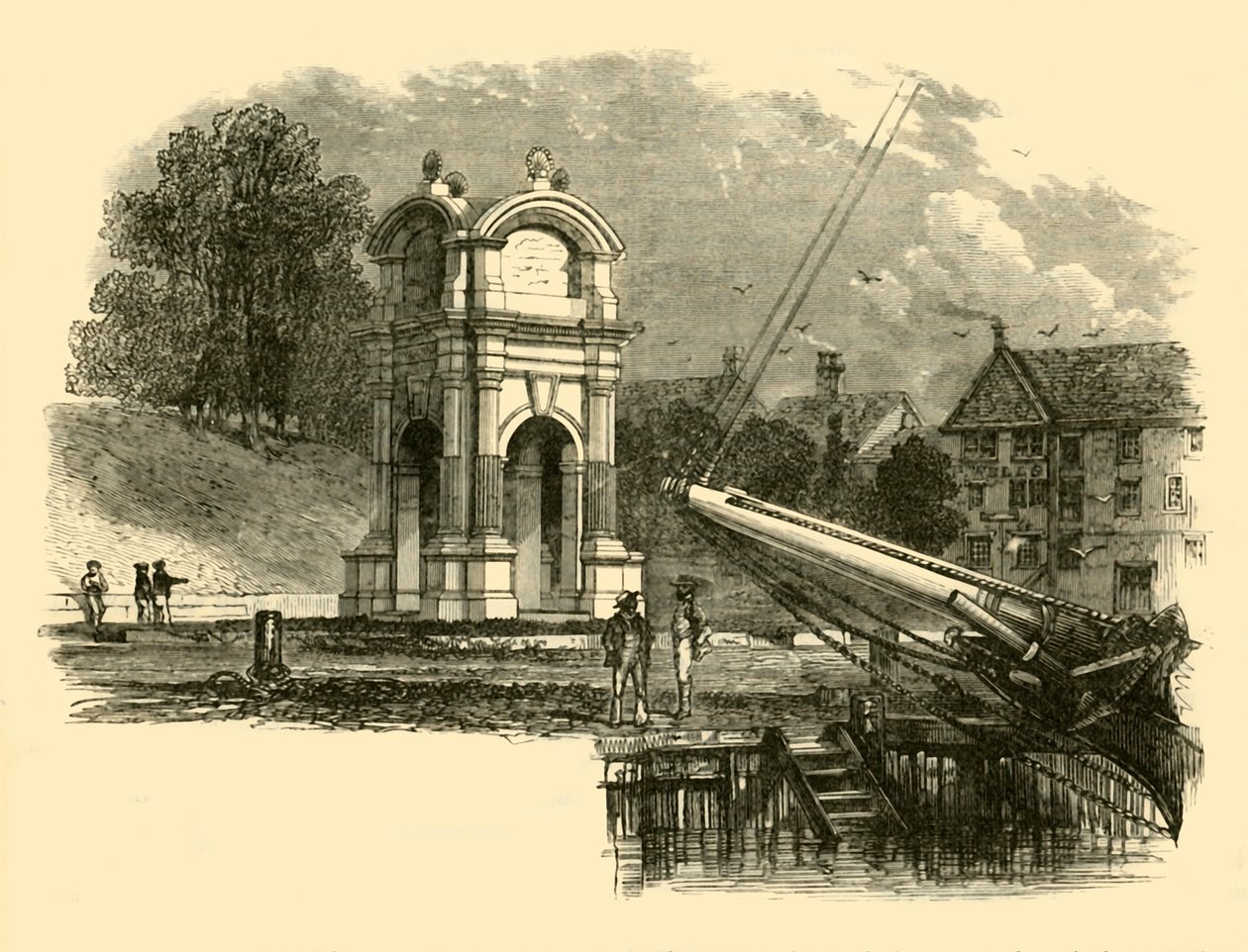 Monument i New Plymouth, for at markere stedet for pilgrimsfædrenes landing, 1890. af Unbekannt