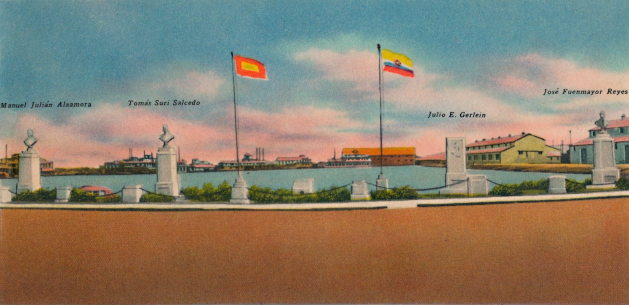 Monument opført af Society for Public Improvements, Bocas de Ceniza, c1940