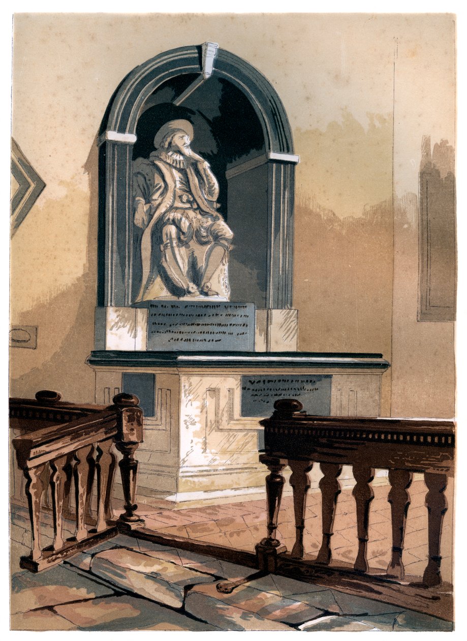 Monument til Francis Bacon, i St Michaels Church nær St Albans, Hertfordshire, c1850 af Unbekannt