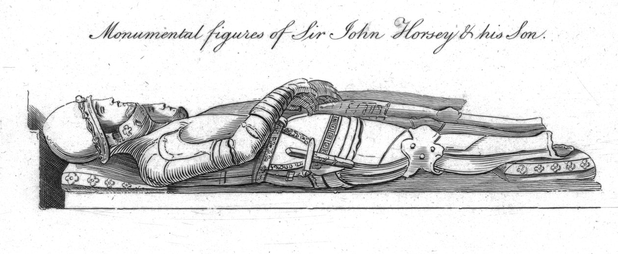 Monumentale figurer af Sir John Horsey og hans søn. af Unbekannt