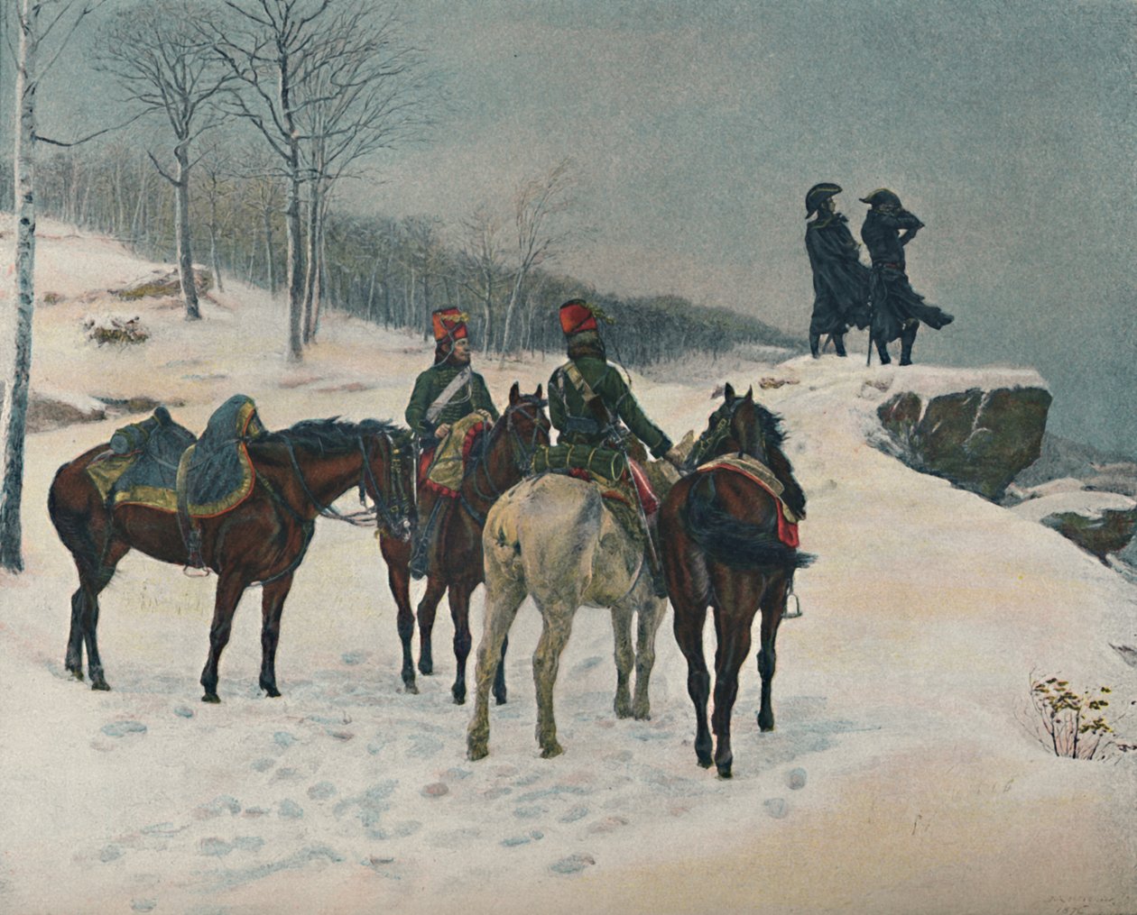 Moreau og hans stabschef, Major Dessoles, 1800, 1876, 1896 af Unbekannt