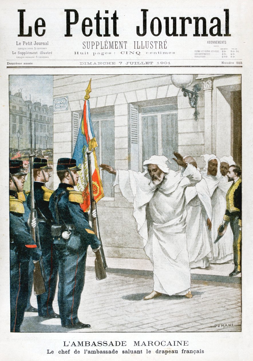 Marokkansk ambassade, chefambassadøren, der hilser det franske flag, 1901 af Unbekannt
