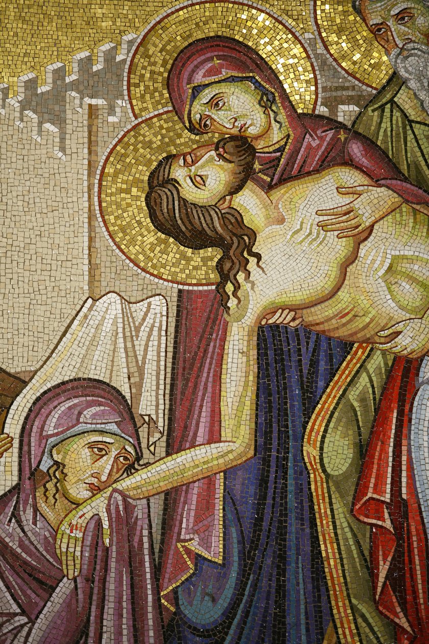 Mosaik af Kristi død i Den Hellige Gravs Kirke, Jerusalem, Israel af Unbekannt