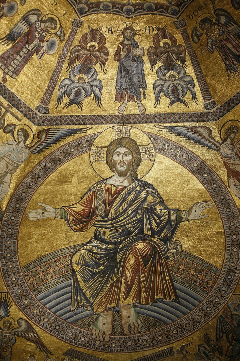 Mosaikker, der dækker dåbskapellet i Firenze duomo. Jesus Kristus, Firenze, Italien af Unbekannt