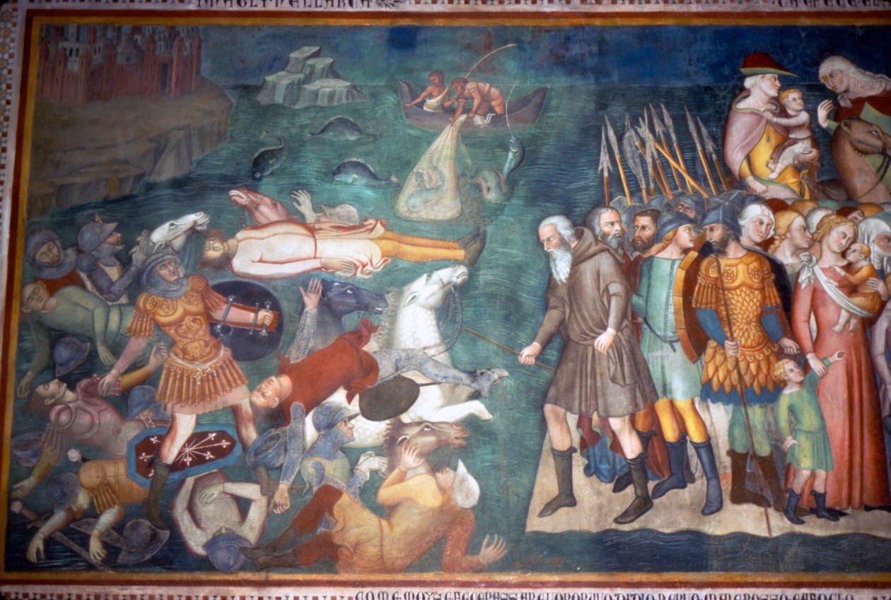 Moses og israelitter krydser Det Røde Hav, San Gimignano, Italien, 1300-tallet af Unbekannt