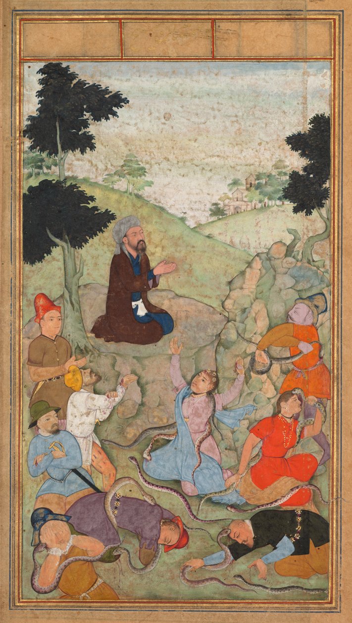 Moses beder om at afslutte slangernes angreb på israelitterne, fra en Mirat al-quds..., 1602-1604. af Unbekannt