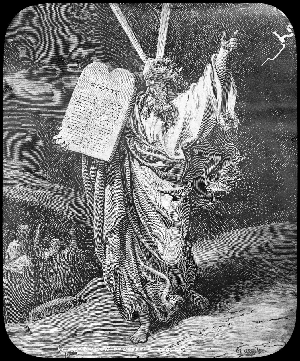 Moses modtager loven i slutningen af det 19. eller begyndelsen af det 20. århundrede af Unbekannt
