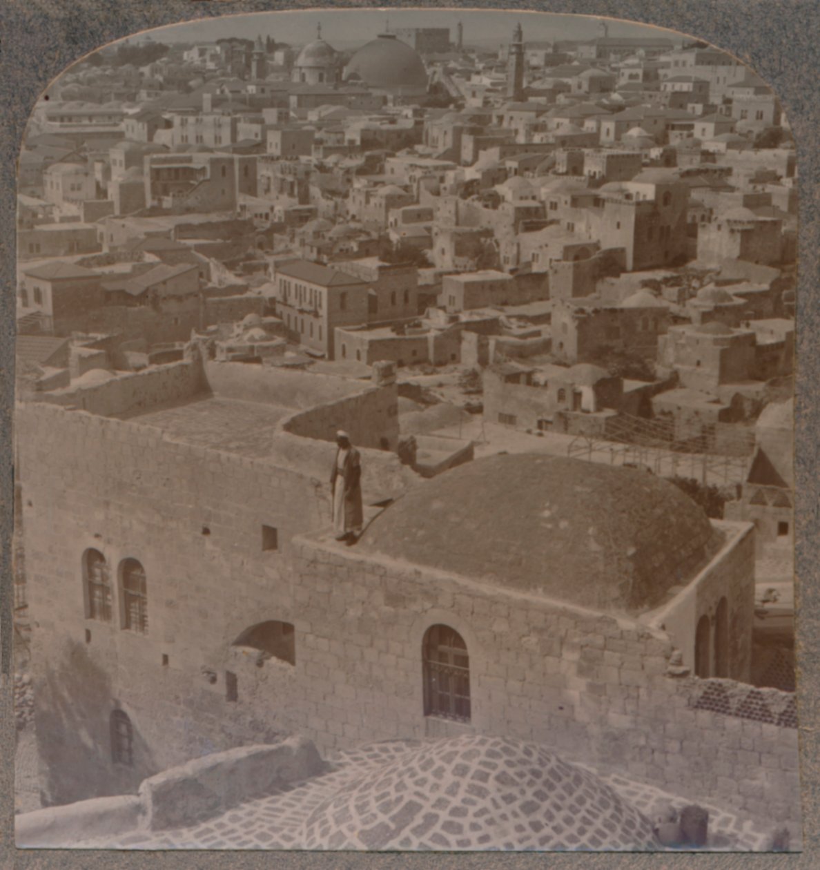 Muslimsk kvarter i Jerusalem, fra den engelske skole, ca. 1900 af Unbekannt