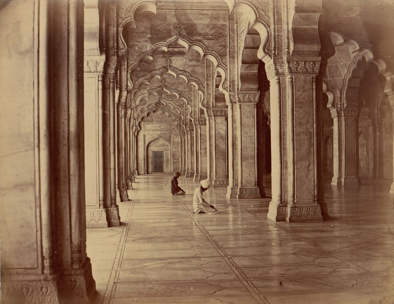 Moti Masjid: Perlemoskeen i det indre af Fort Agra, 1860