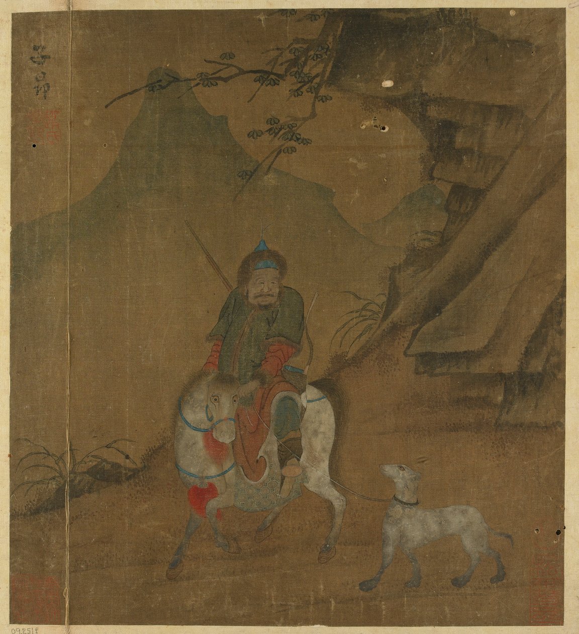 Beriden jæger, der fører en hund, Ming-dynastiet, 1368-1644. af Unbekannt