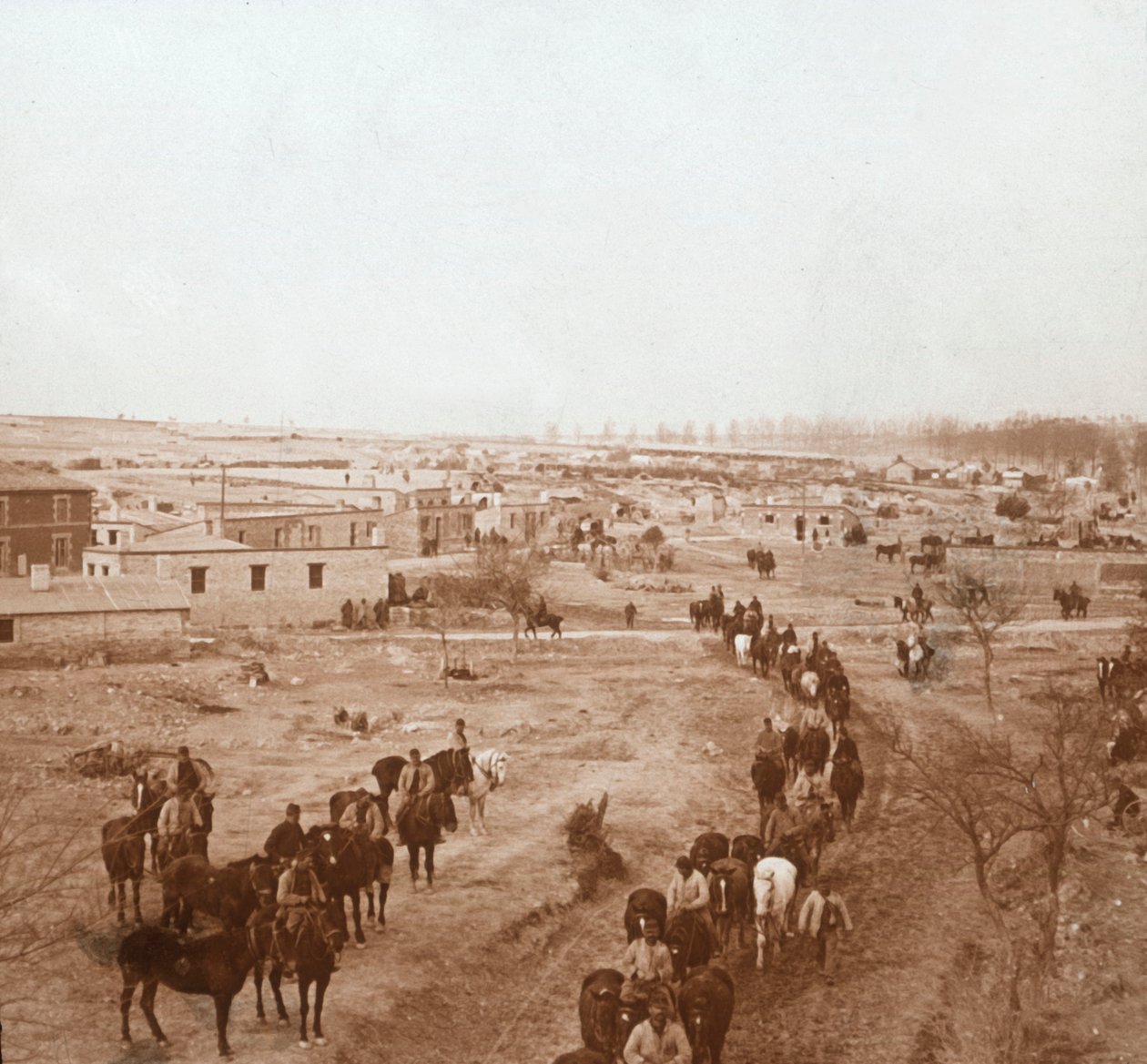 Beredne soldater, Somme-Tourbe, Nordfrankrig, c1914-c1918 af Unbekannt