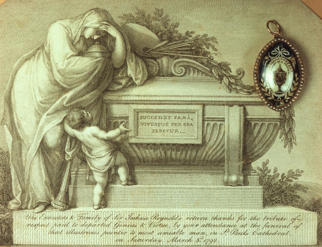 Sorgkort og minde om Sir Joshua Reynolds, 1792 af Unbekannt