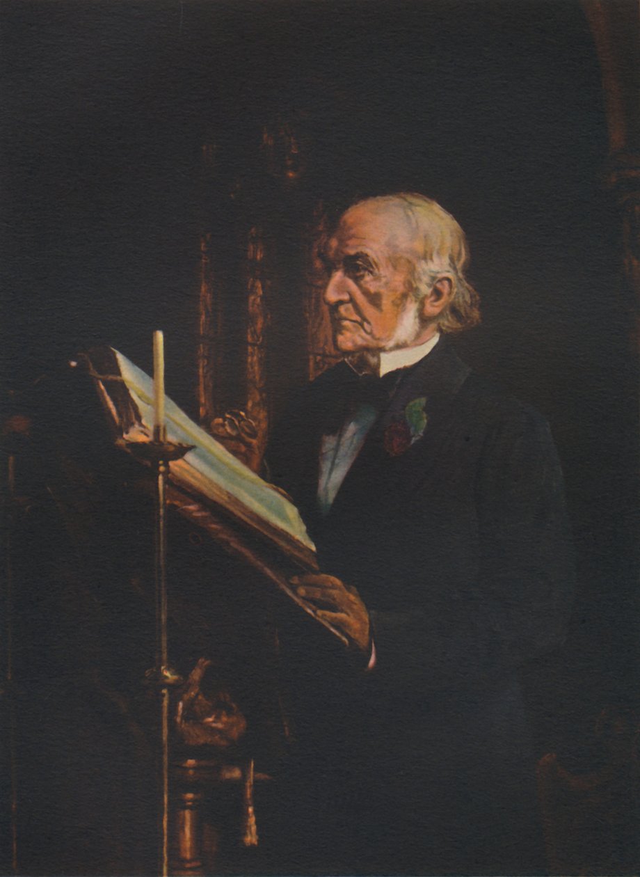 Gladstone læste lektionen i Hawarden Church, ca. 1890
