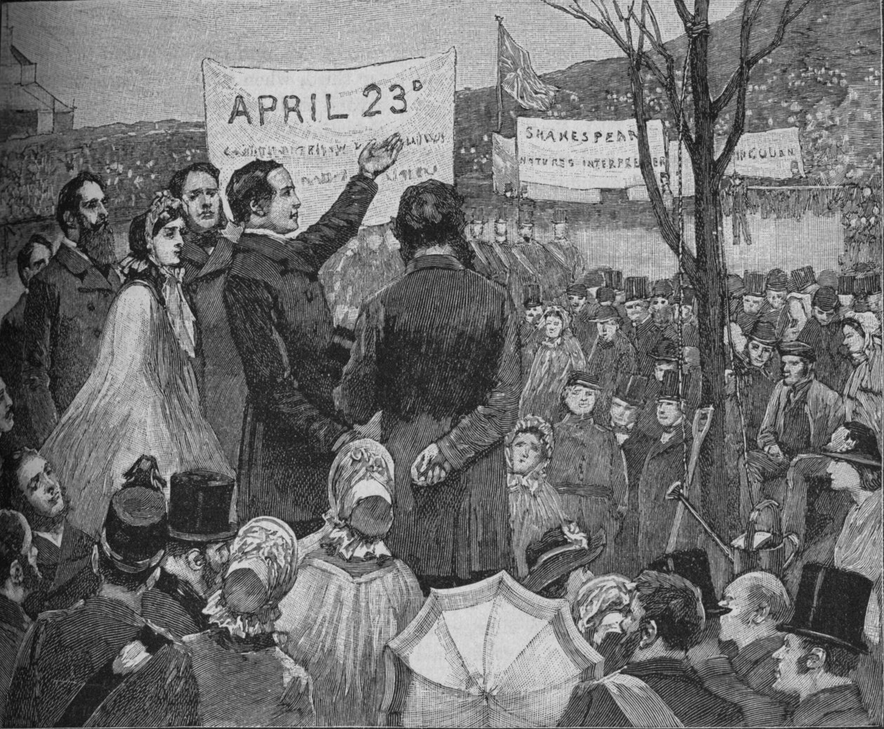 Mr. Phelps planter Shakespeare Oak på Primrose Hill, London, c1890 af Unbekannt
