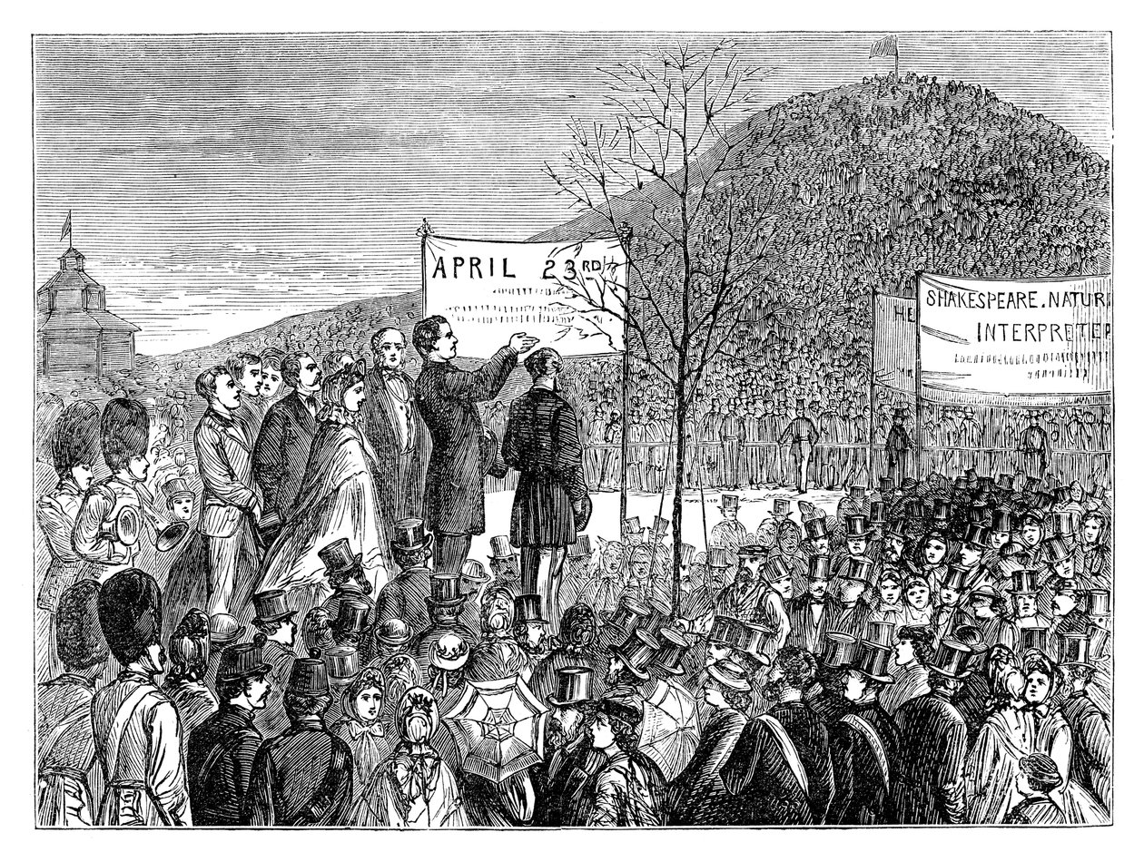 Mr. Phelps planter Shakespeares Oak ved Primrose Hill, London, 1864 slutningen af det 19. århundrede af Unbekannt