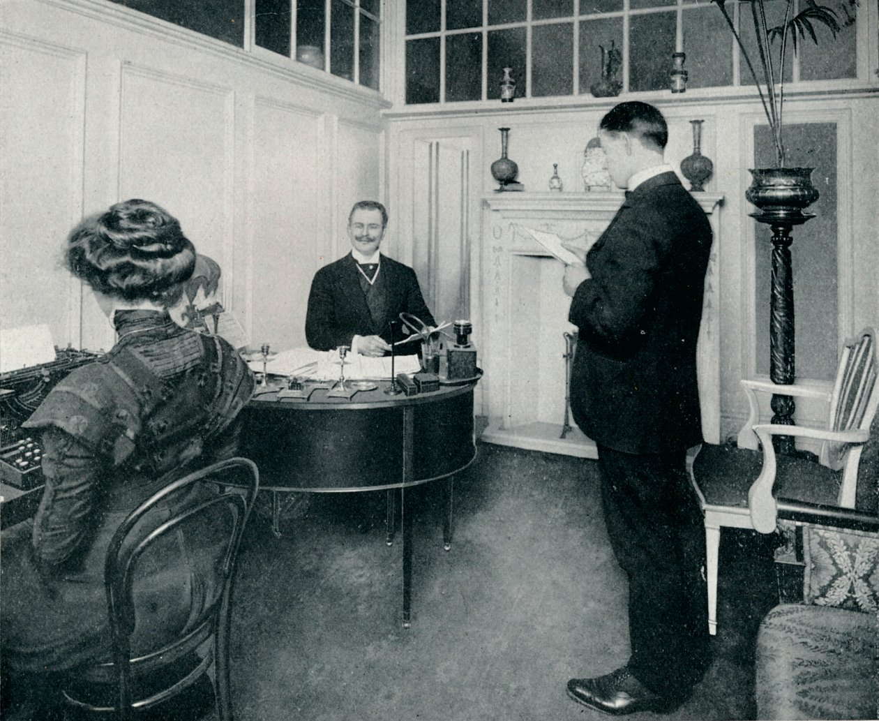 Hr. Sandow Atending To His Days Correspondence, c1898 af Unbekannt