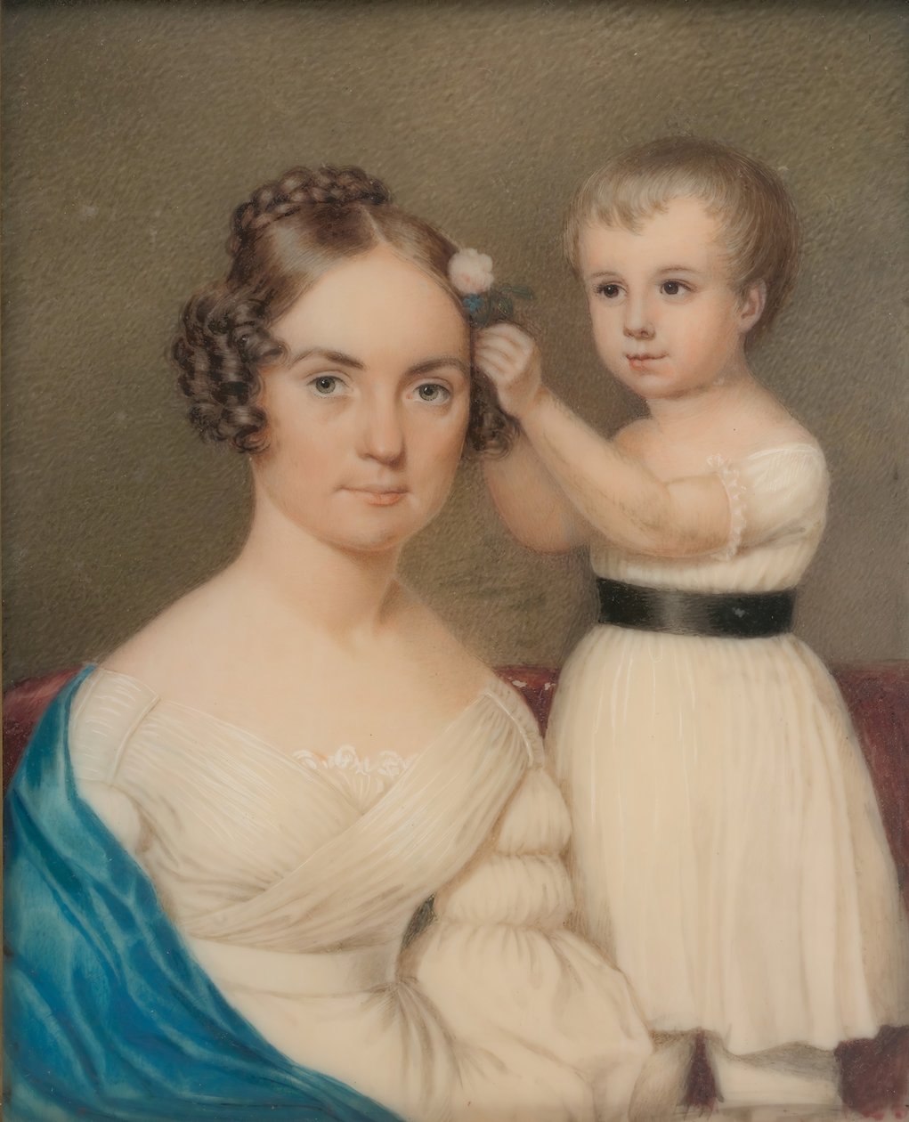 Mrs. William Gordon Ver Planck og hendes søn Samuel Hopkins Ver Planck, ca. 1828. af Unbekannt