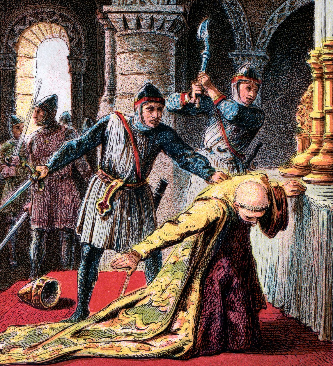 Mordet på Thomas A Becket, 1170, c1850 af Unbekannt