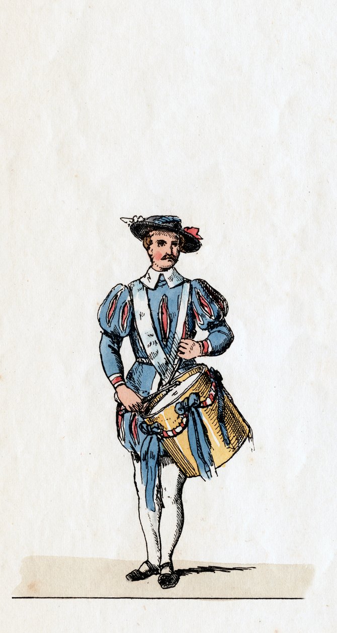Musiker, kostumedesign til Shakespeares skuespil, Henry VIII, 1800-tallet af Unbekannt