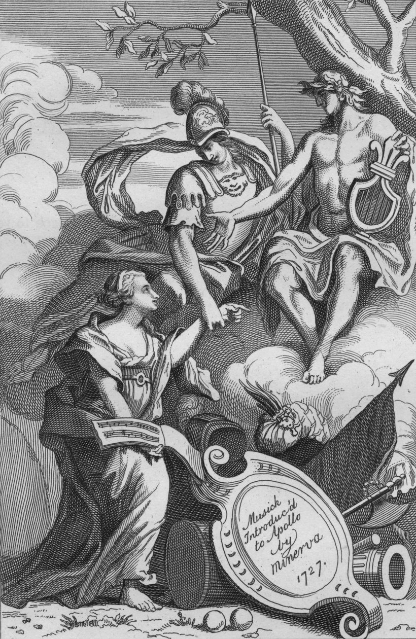 Musick Introduced to Apollo af Minerva, 1727, 1827. af Unbekannt
