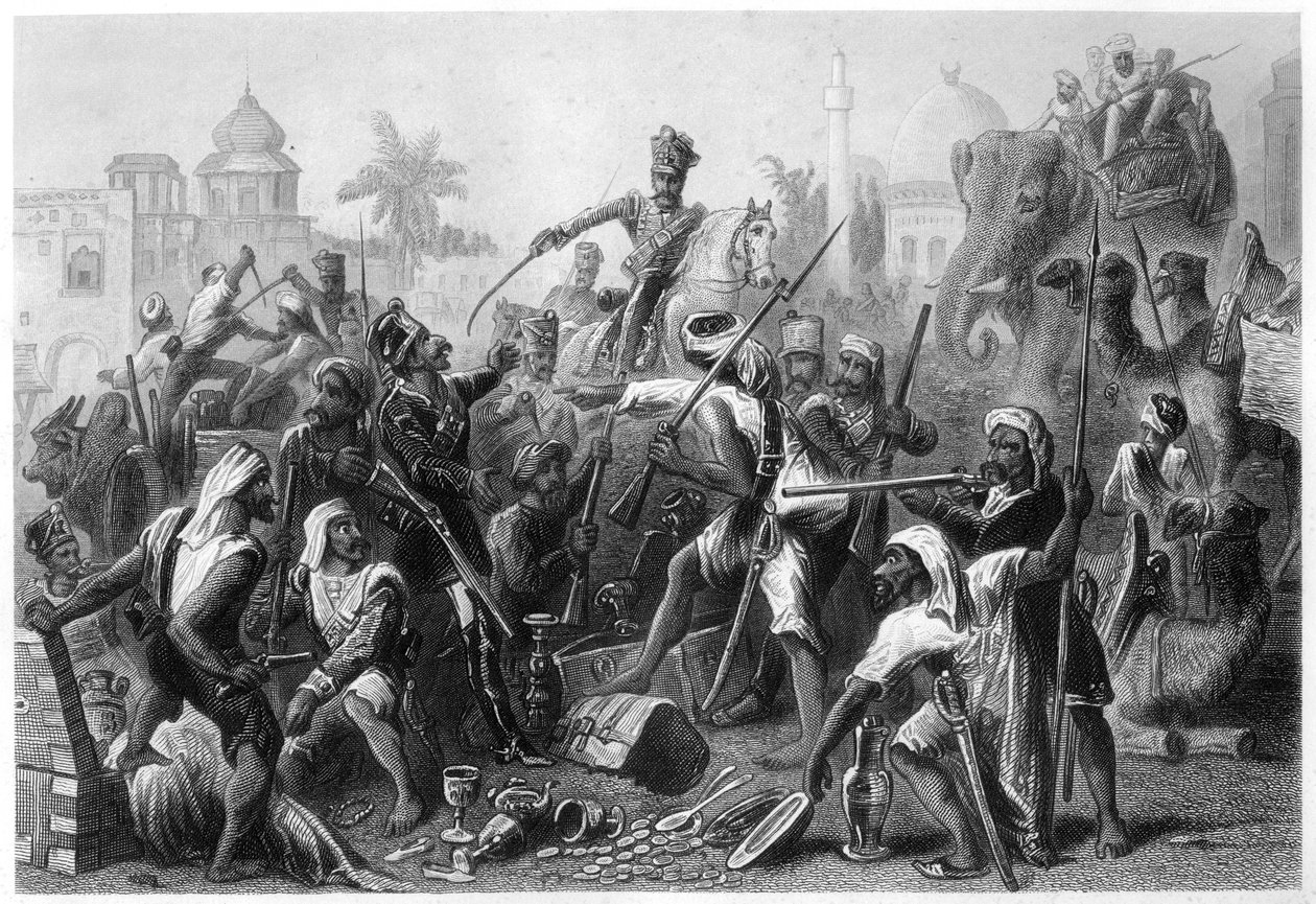 Mytteri Sepoys, der deler bytte, 1857, c1860 af Unbekannt