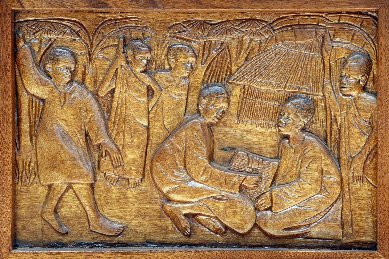 Namugongo katolske martyrhelligdom, Kampala. Kirkedørrelief, 20160217, Kampala, Uganda af Unbekannt