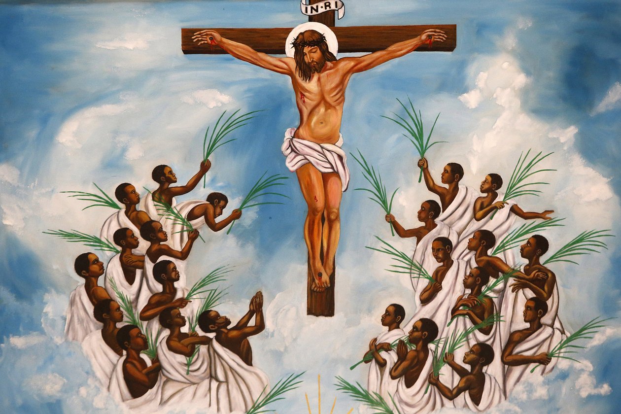 Namugagna katolske martyrhelligdom, Kampala. Church Fresco, TO160217, Kampala, Uganda af Unbekannt