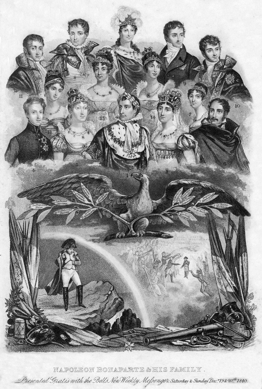 Napoleon Bonaparte og hans familie, 1840 af Unbekannt
