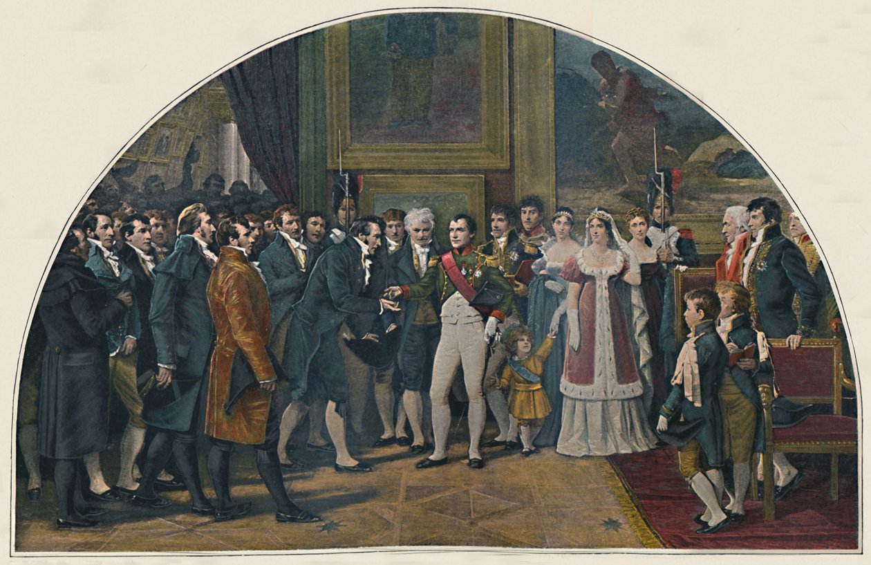 Napoleon dekorerer kunstnerne, c1808, 1896 af Unbekannt