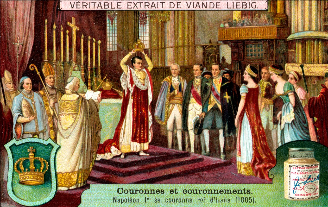 Napoleon I kronede sig selv til konge af Italien i 1805, c1900 af Unbekannt