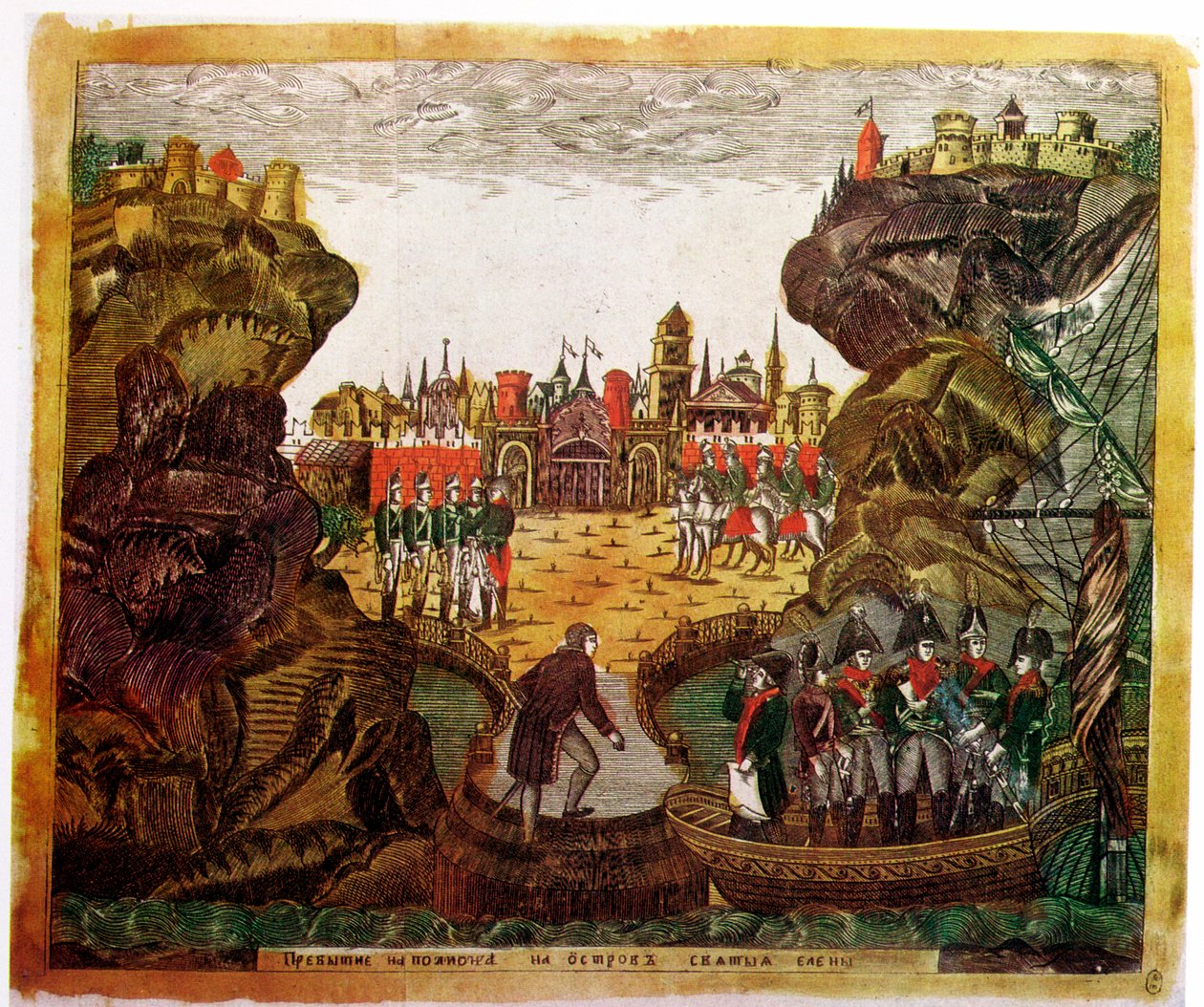 Napoleon ankommer til St. Helena, 1815 af Unbekannt
