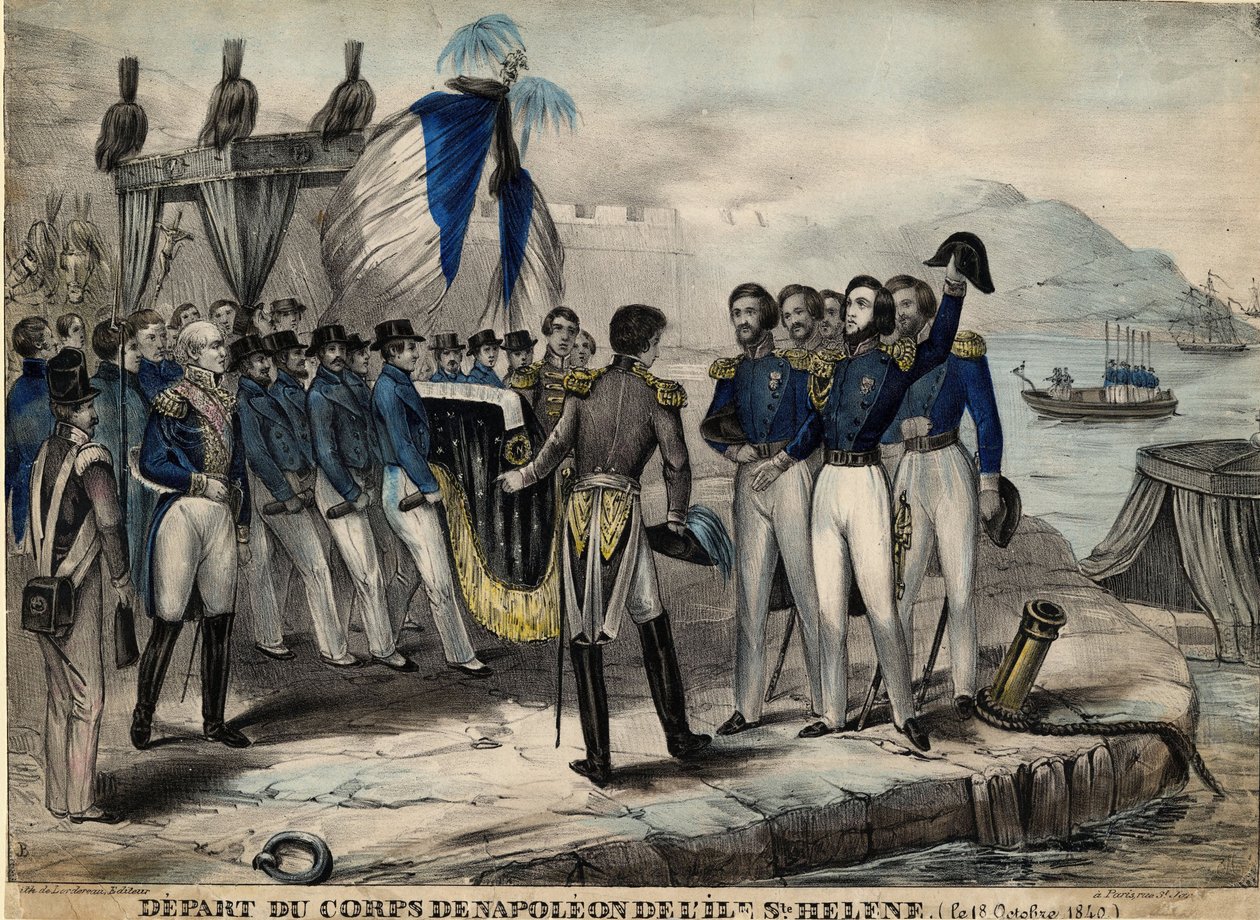Napoleons følge inden afgang til St. Helena, ca. 1840 af Unbekannt