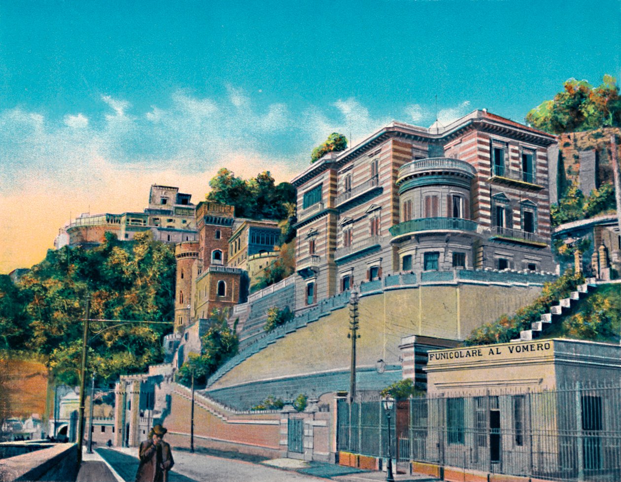 Napoli - Corso Vittorio Emanuele, Hotel Bertolini And Vomero Funicular, c1900. af Unbekannt