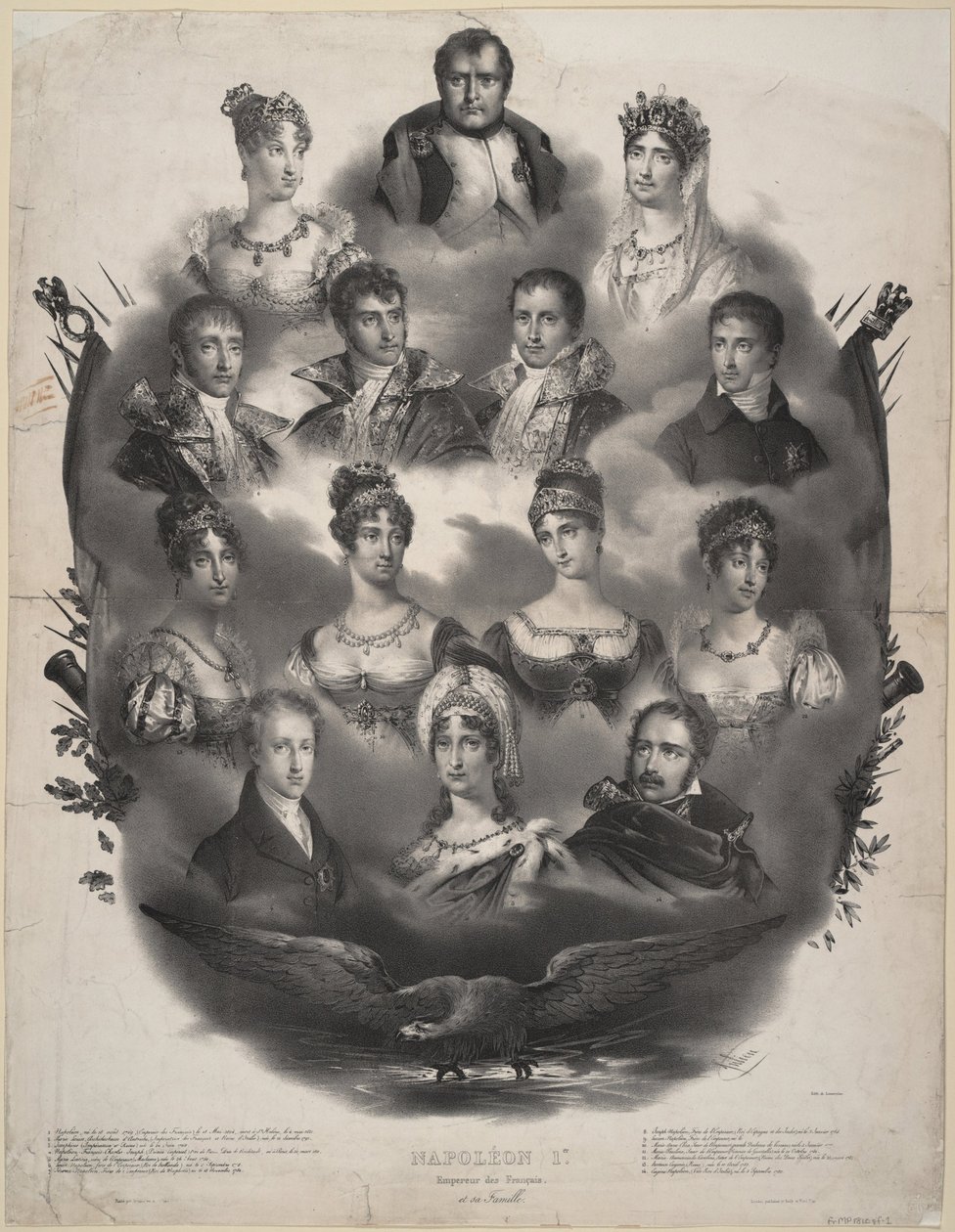 Napoléon I. Bonaparte og hans familie, 1832 af Unbekannt