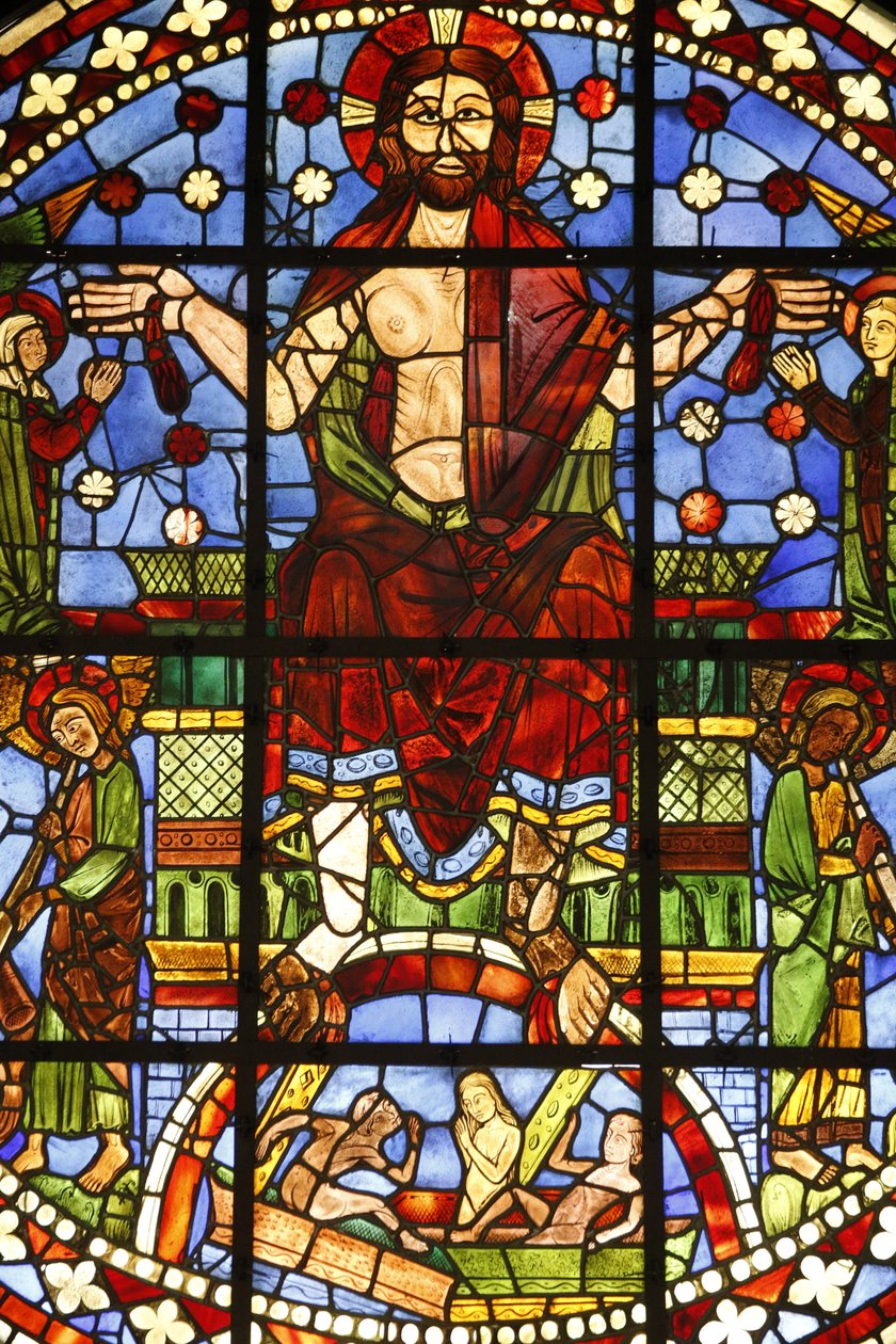 Nationalmuseet for franske monumenter. Gammel kirke af Cordeliers, Chateauroux. Glasmosaikvindue af den sidste dom, Paris, Frankrig af Unbekannt