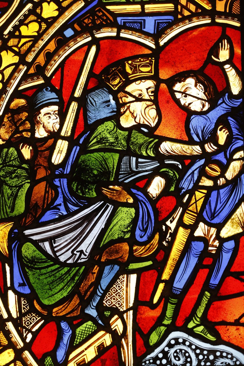 Nationalmuseet for franske monumenter. Saint Pierre katedral. Glasmosaik vindue. Fordømmelsen af Saint Paul, Paris, Frankrig af Unbekannt