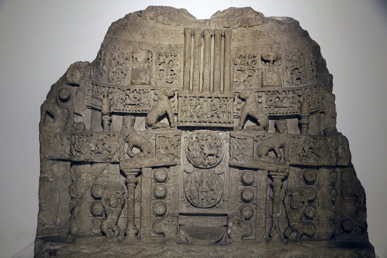 Indiens Nationalmuseum, Delhi. Amaravati stupa illustration. Jagter plade. satavahana af Unbekannt