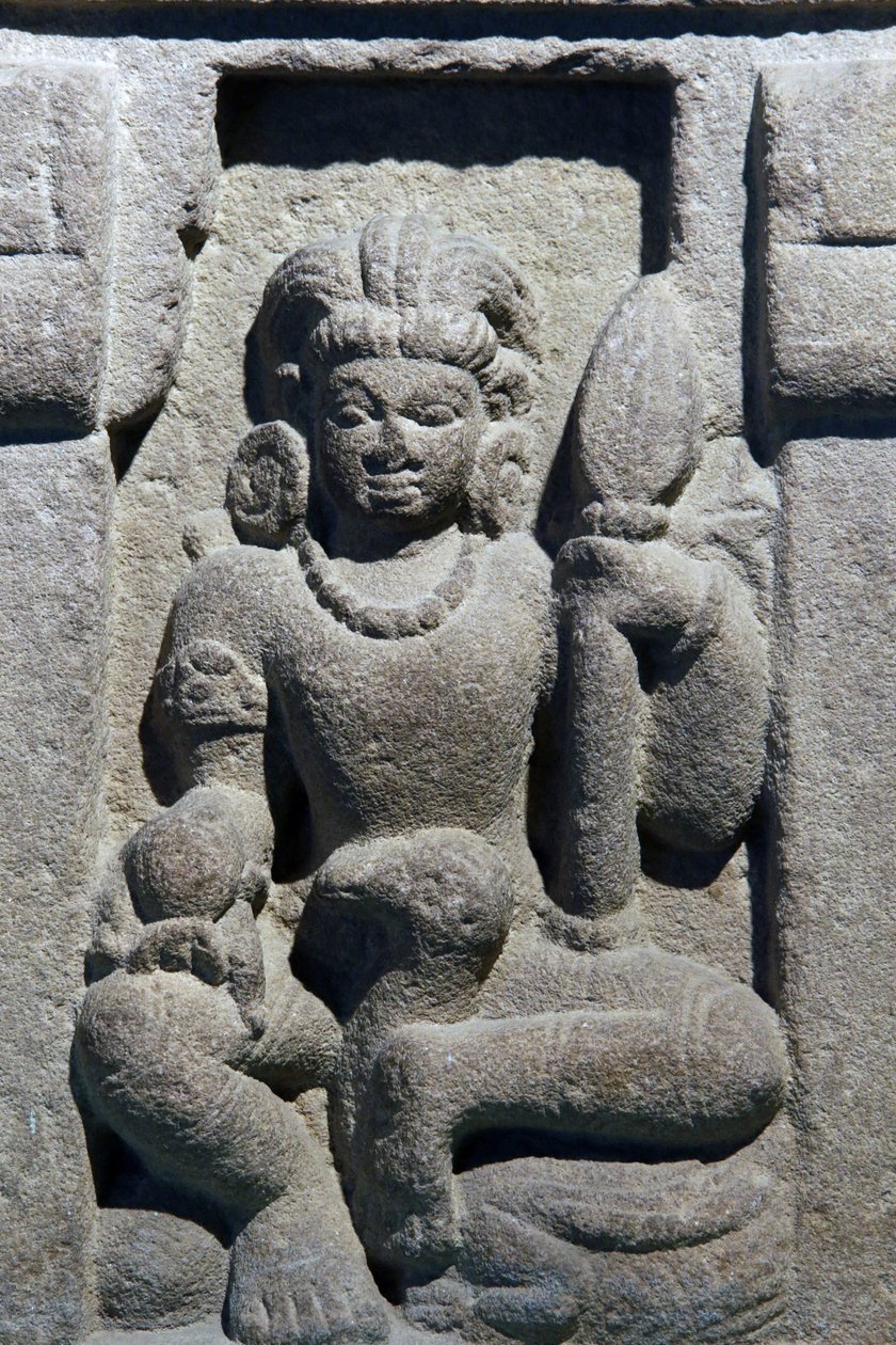 National Museum of India, Delhi. Karttikeya. Gupta, 6. århundrede A.D., Varanasi (Uttar Pradesh). Sten. Detalje. Indien. af Unbekannt