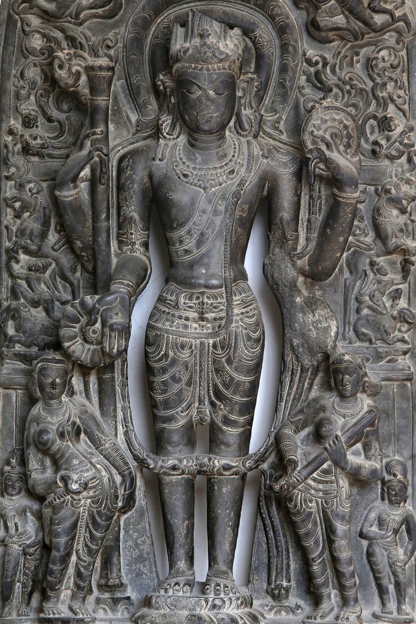 Indiens nationalmuseum, Delhi. Vishnu. Pala, 9.-10. århundrede e.Kr. Østindien. Sten. Detalje. Indien. af Unbekannt