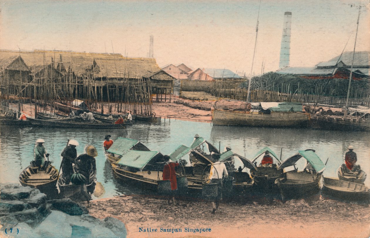 Indfødte Sampan Singapore, c1910 af Unbekannt